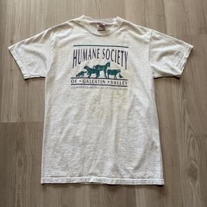 Vintage 90's Humane Society of Gallatin Valley Bozeman Montana Gray Shirt Sz M